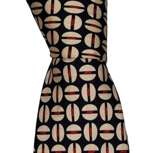 Vintage Polo Ralph Lauren Silk Necktie Mens Black Preppy Geometric Designer Tie